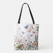 Botanische Elegantie Vlinders en Bladgroen Tote Bag (Achterkant)