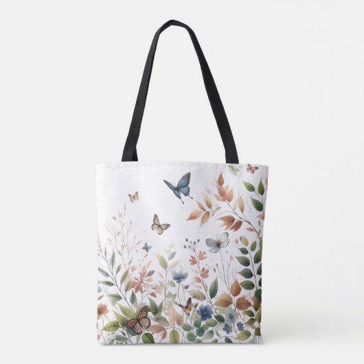 Botanische Elegantie Vlinders en Bladgroen Tote Bag (Achterkant)