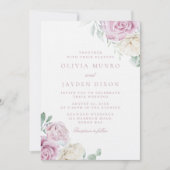 Botanische Elegantie: Witte & Blush Bloemen Huweli Kaart (Voorkant)