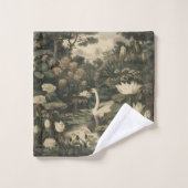 Botanische elegantie - Zwaan in het bos Bad Handdoek (Wasdoekje)