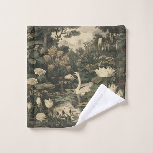 Botanische elegantie - Zwaan in het bos Bad Handdoek (Wasdoekje)