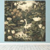 Botanische elegantie - Zwaan in het bos Canvas Afdruk (Insitu (Houten vloer))