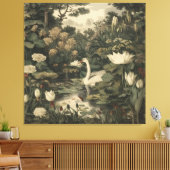 Botanische elegantie - Zwaan in het bos Canvas Afdruk (Insitu (Woonkamer))