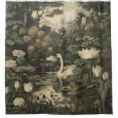 Botanische elegantie, zwaan in het bos douchegordijn (Voorkant)