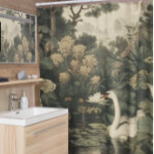 Botanische elegantie, zwaan in het bos douchegordijn