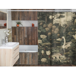 Botanische elegantie, zwaan in het bos douchegordijn