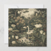 Botanische elegantie - Zwaan in het bos Feestdagenkaart (Voorkant)