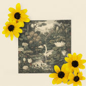 Botanische elegantie - Zwaan in het bos Feestdagenkaart