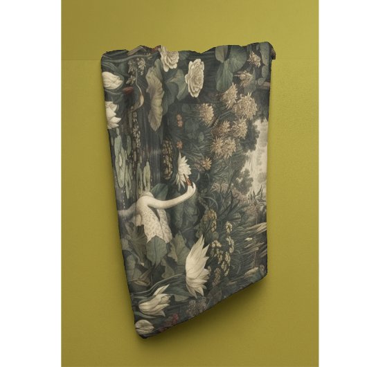 Botanische elegantie - Zwaan in het bos Fleece Deken