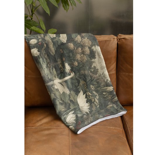 Botanische elegantie - Zwaan in het bos Fleece Deken