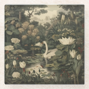 Botanische elegantie - Zwaan in het bos Glazen Onderzetter