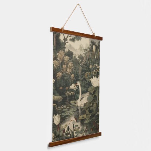 Botanische elegantie - Zwaan in het bos Hangend Wandkleed (Gebogen)