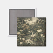 Botanische elegantie - Zwaan in het bos Magneet (Voorkant / Achterkant)