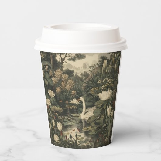 Botanische elegantie - Zwaan in het bos Papieren Bekers (Achterkant)