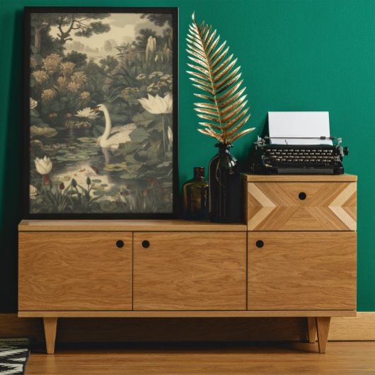 Botanische elegantie - Zwaan in het bos Poster