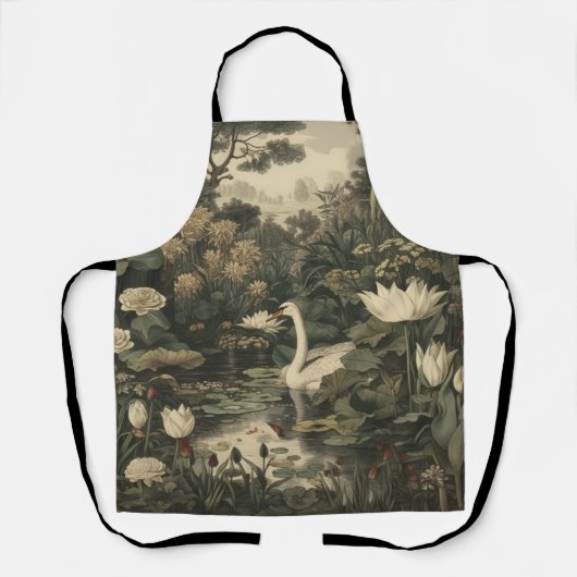 Botanische elegantie - Zwaan in het bos Schort (Voorkant)