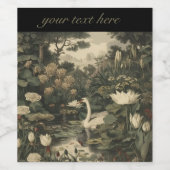 Botanische elegantie - Zwaan in het bos Wijn Etiket (Enkel label)