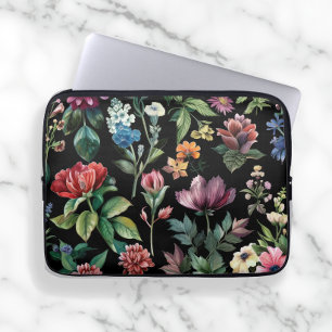 Botanische Elegantie Zwart Laptop Sleeve