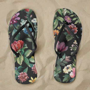 Botanische Elegantie Zwart Teenslippers