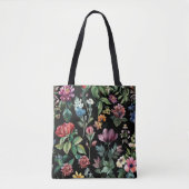 Botanische Elegantie Zwart Tote Bag (Voorkant)