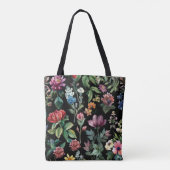 Botanische Elegantie Zwart Tote Bag (Achterkant)