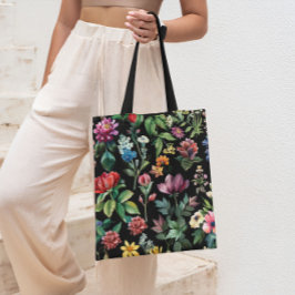 Botanische Elegantie Zwart Tote Bag