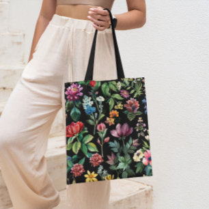 Botanische Elegantie Zwart Tote Bag