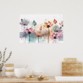 Botanische elementen abstracte bloemenkunst poster (Keuken)