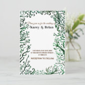Botanische Elementen Bruiloft Kaart (Staand voorkant)