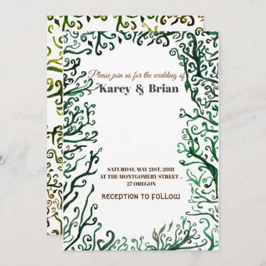 Botanische Elementen Bruiloft Kaart (Voorkant / Achterkant)