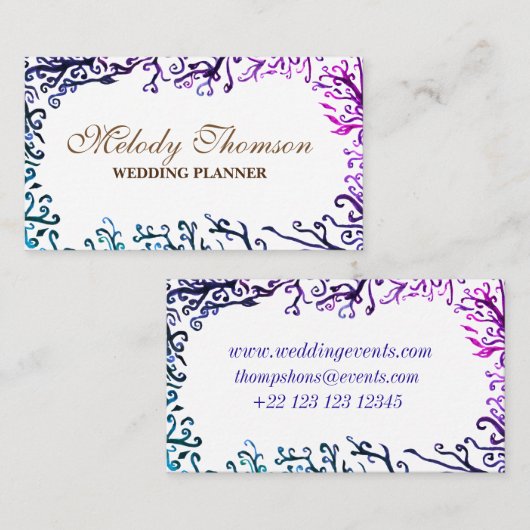 Botanische elementen, elegante Visitekaartjes (Voorkant / Achterkant)