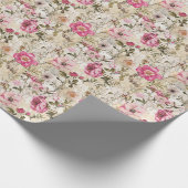 Botanische elementen en roze zomerbloemen cadeaupapier (Hoek)