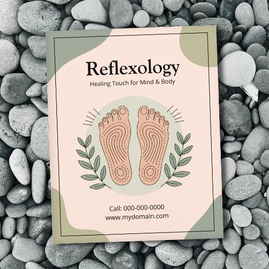 Botanische Elementen & Voetafdruk - Reflexologie Flyer