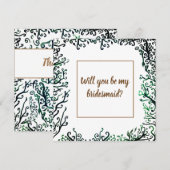 Botanische elementen, word jij mijn flowergirl kaa bedankkaart (Voorkant / Achterkant)