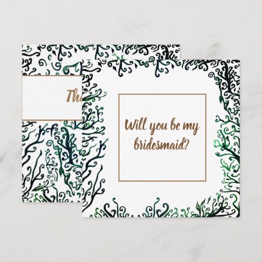 Botanische elementen, word jij mijn flowergirl kaa bedankkaart (Voorkant / Achterkant)