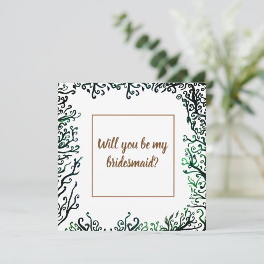 Botanische elementen, word jij mijn flowergirl kaa bedankkaart (Staand voorkant)