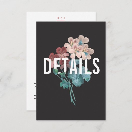 Botanische embrace-bruiloft — Details-kaart Informatiekaartje (Voorkant / Achterkant)