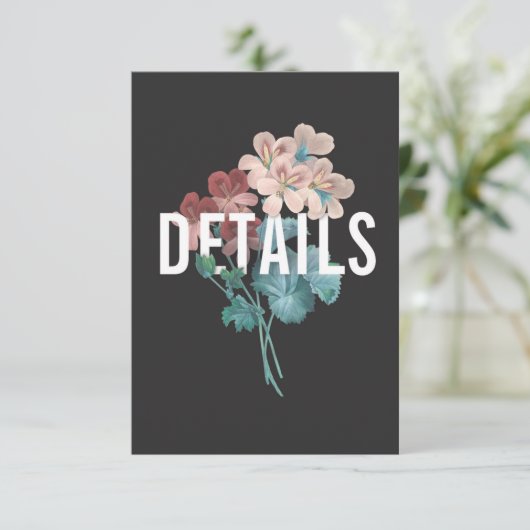 Botanische embrace-bruiloft — Details-kaart Informatiekaartje (Staand voorkant)