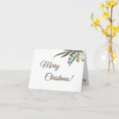 Botanische en Eucalyptusbladeren met kerstcadeaus Kaart (Gele Bloem)
