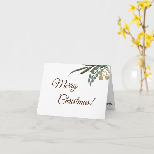 Botanische en Eucalyptusbladeren met kerstcadeaus Kaart (Gele Bloem)