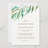 Botanische en koperen geometrische bruiloft kaart (Voorkant)