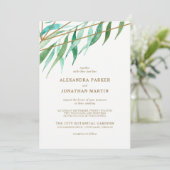 Botanische en koperen geometrische bruiloft kaart (Staand voorkant)