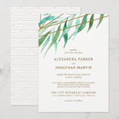 Botanische en koperen geometrische bruiloft kaart (Voorkant / Achterkant)