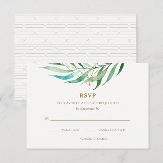 Botanische en kopergeometrische bruiloft RSVP Kaartje (Voorkant / Achterkant)