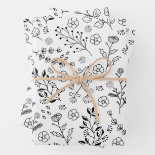 Botanische en wilde bloemen patroon inpakpapier vel