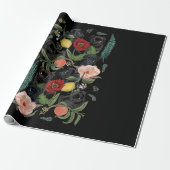 botanische en zwarte pug t-by-huebucket cadeaupapier (Uitgerold)