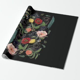botanische en zwarte pug t-by-huebucket cadeaupapier