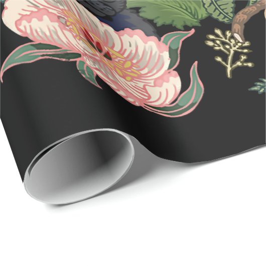 botanische en zwarte pug t-by-huebucket cadeaupapier (Rol Hoek)