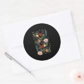botanische en zwarte pug t-by-huebucket ronde sticker (Envelop)