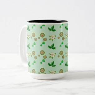 Botanische esthetische Mok – Green Floral Coffee C